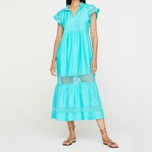 Marie Oliver Turquoise Cotton Tiered Maxi Dress